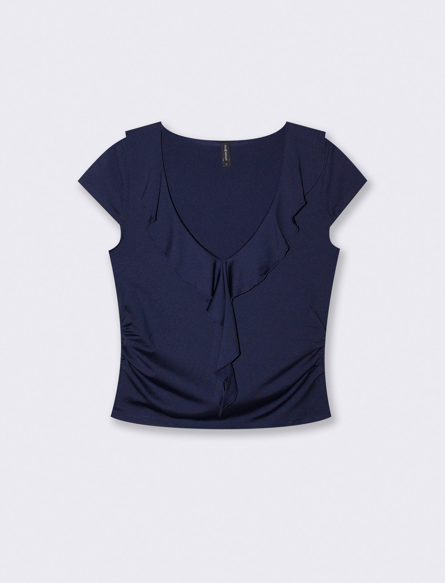 T-SHIRT CON VOLANT - Blu