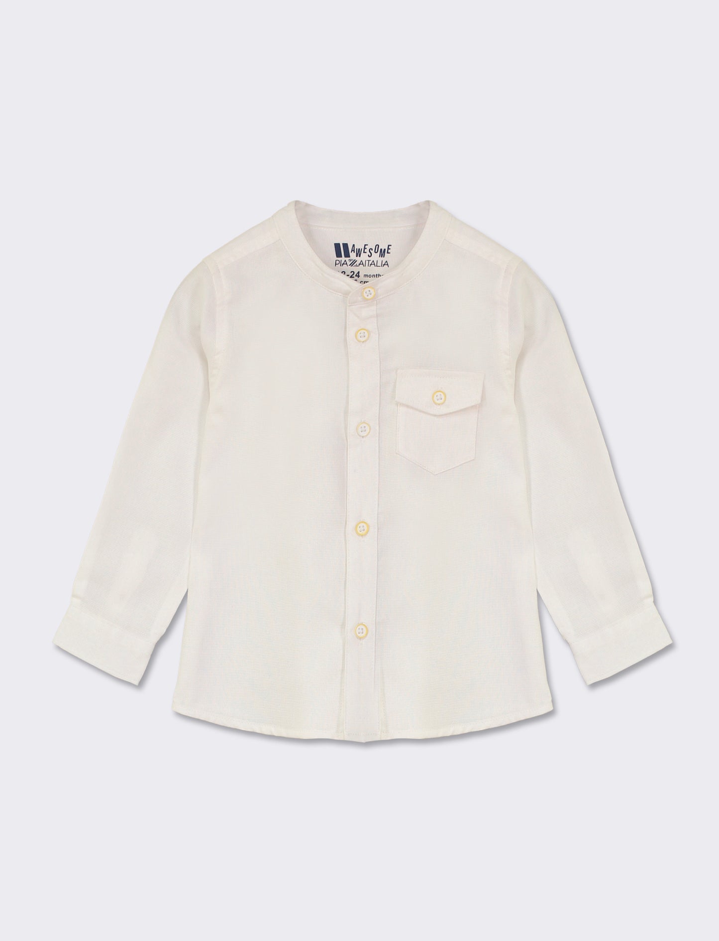 Camicia manica lunga con tasca - Bianco panna