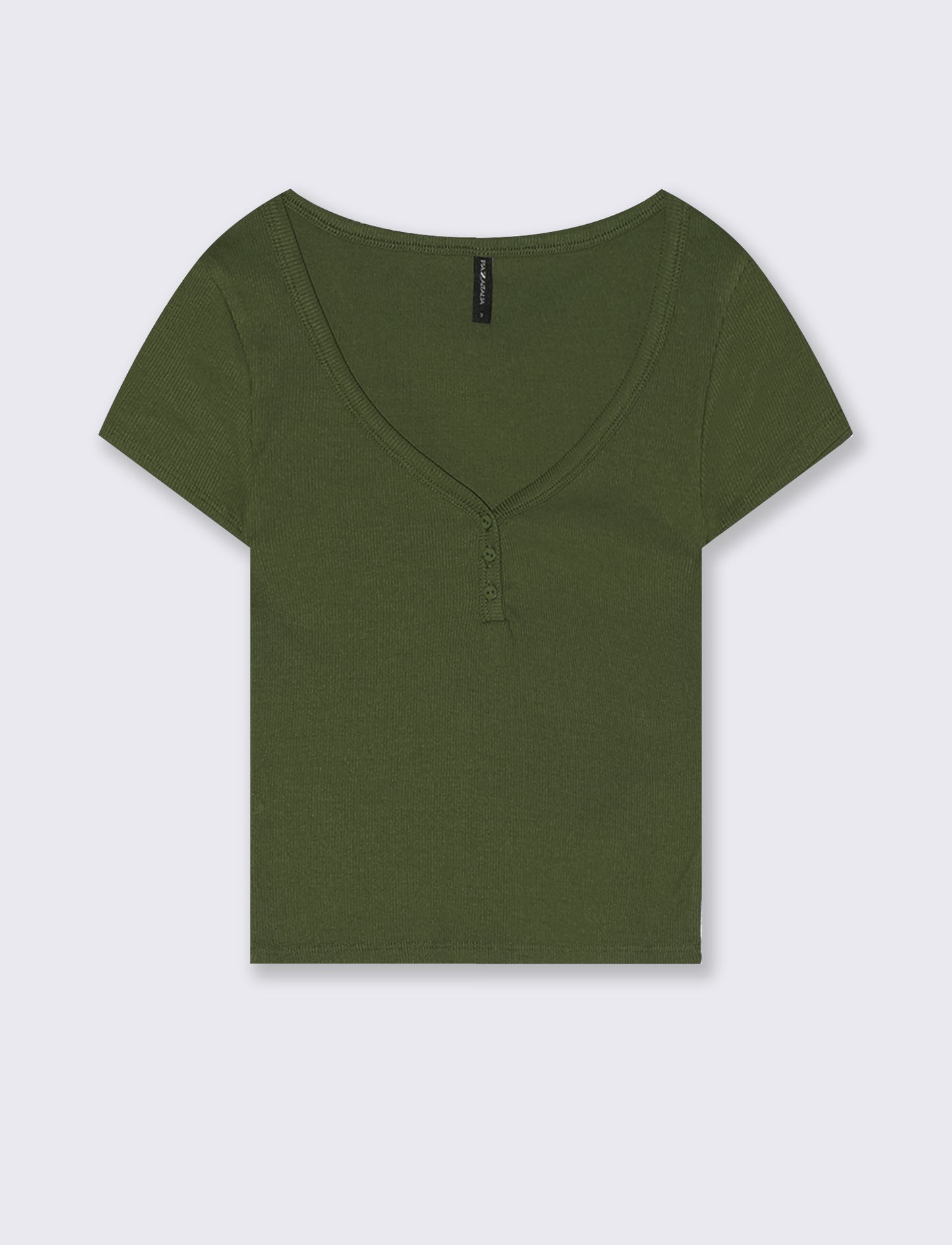 T-Shirt in Cotone con Scollo a V e Bottoni - Ve.milit.