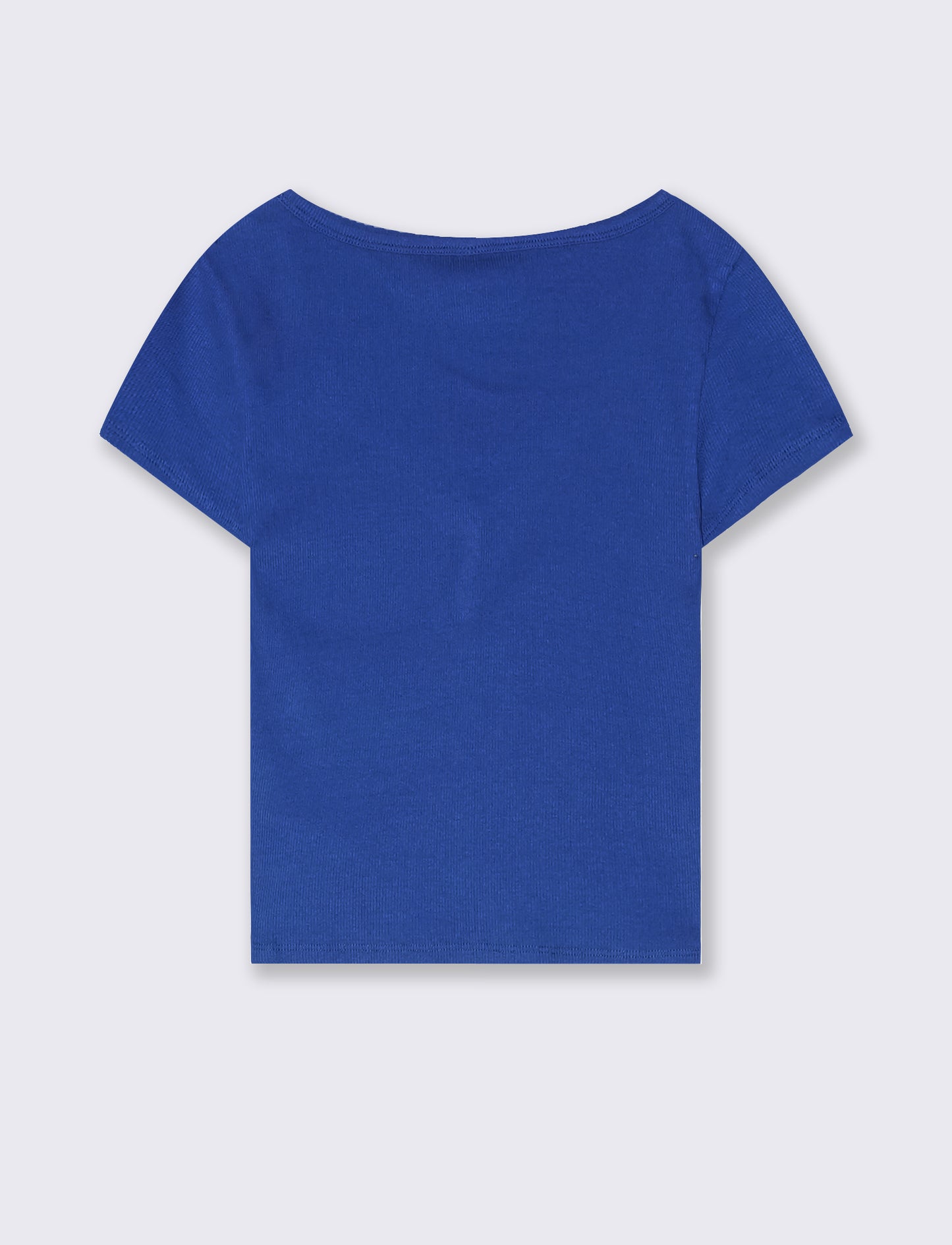 T-Shirt in Cotone con Scollo a V e Bottoni - Royal