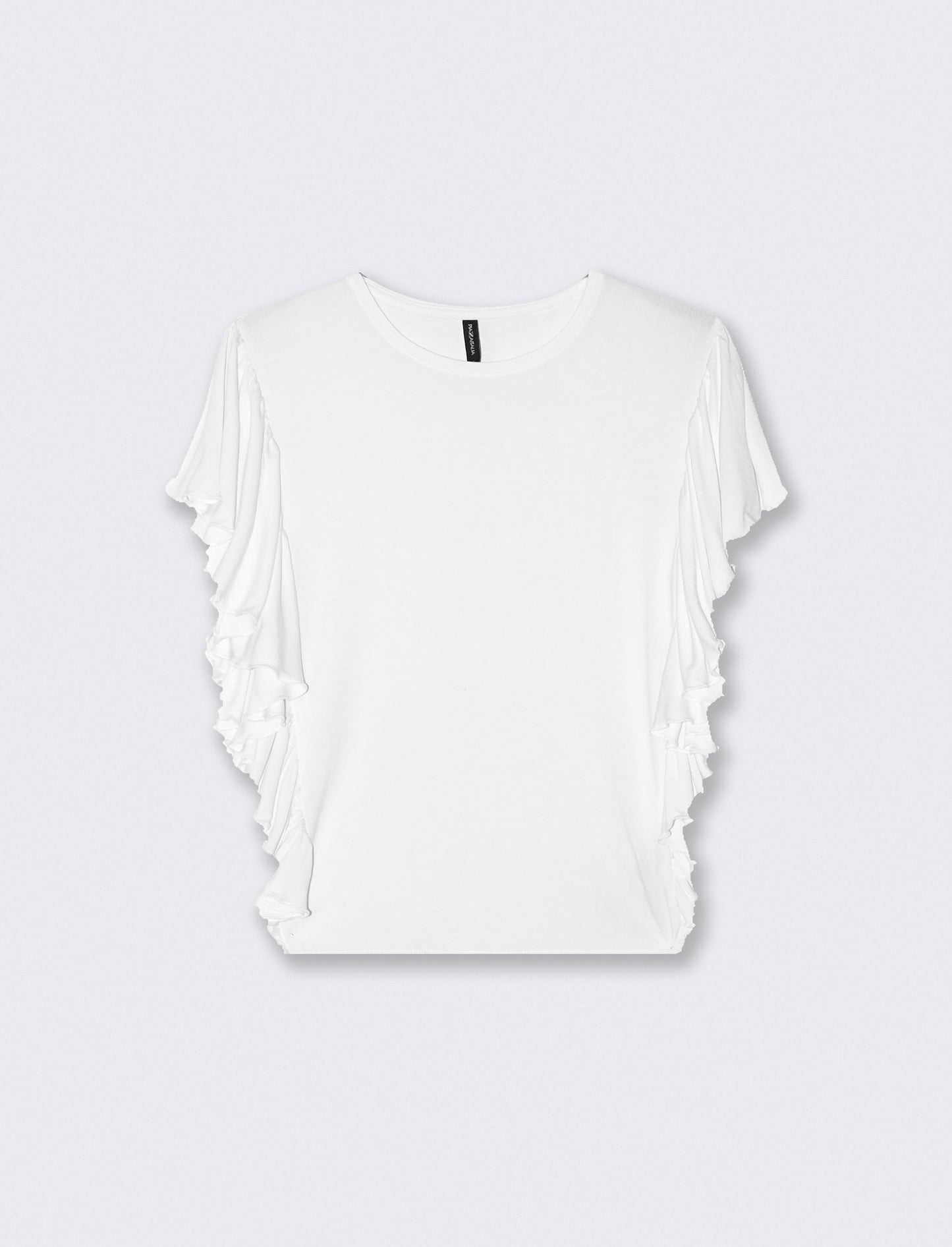 T-Shirt con Volant Laterali - Bianco