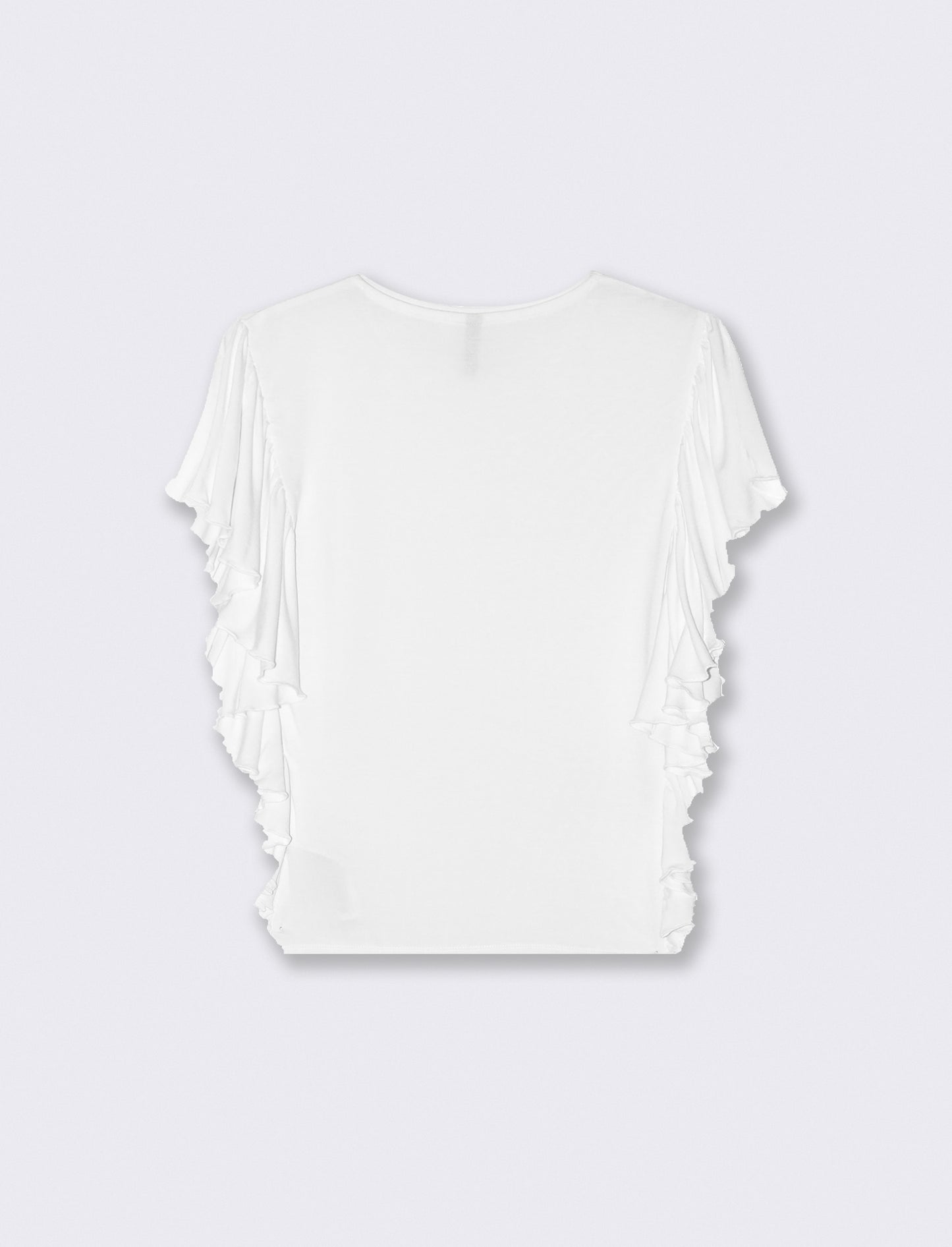 T-Shirt con Volant Laterali - Bianco
