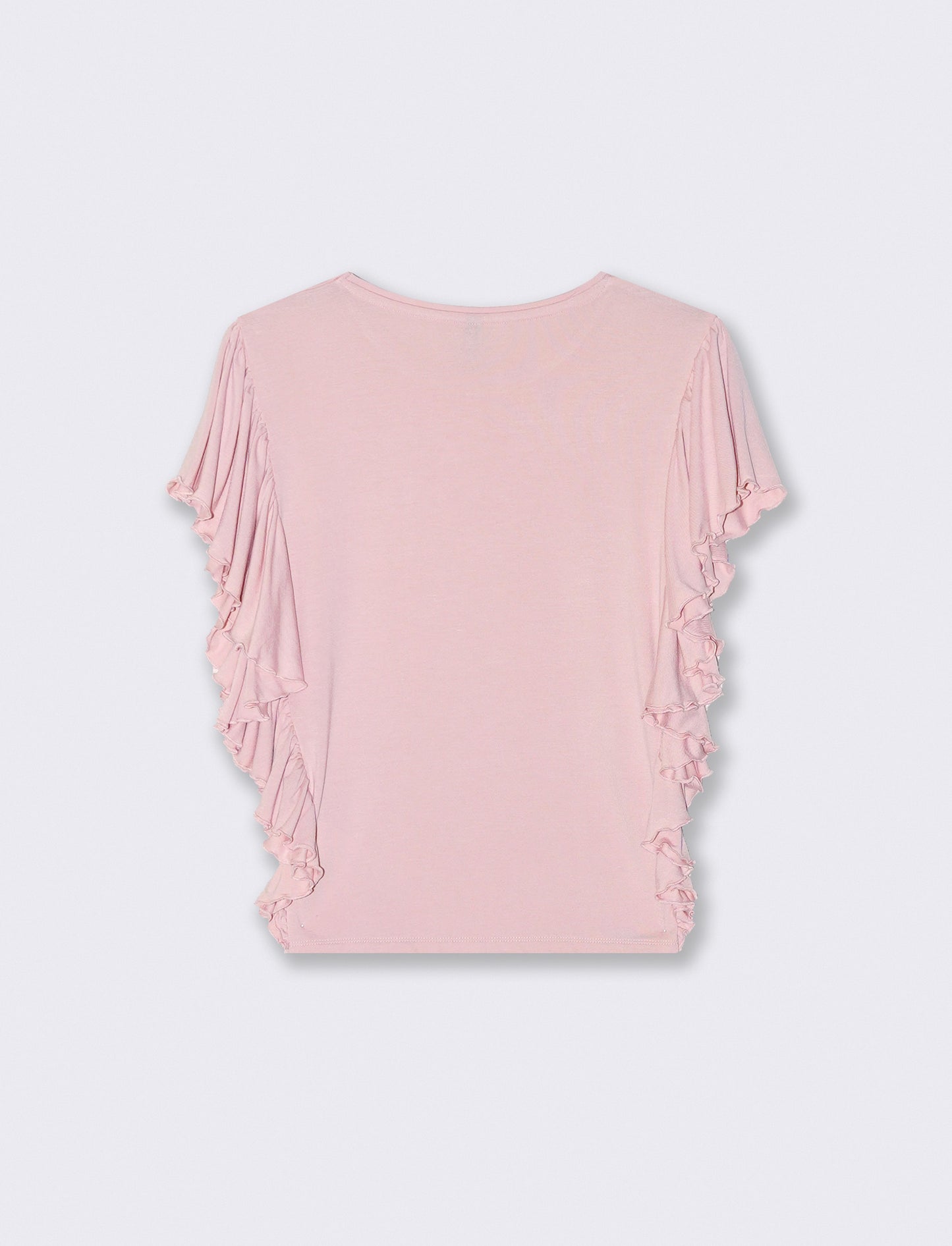 T-Shirt with Side Ruffles - Pink