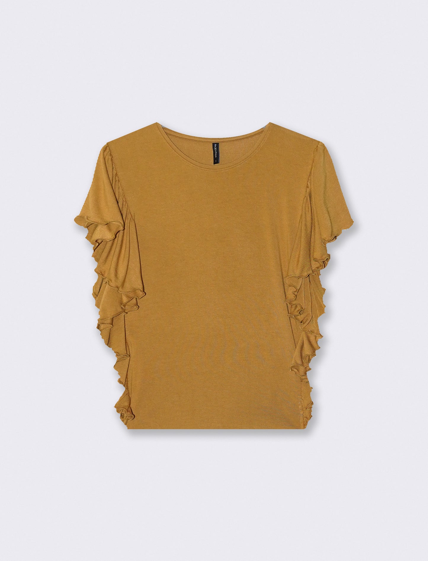 T-Shirt with Side Ruffles - Yellow
