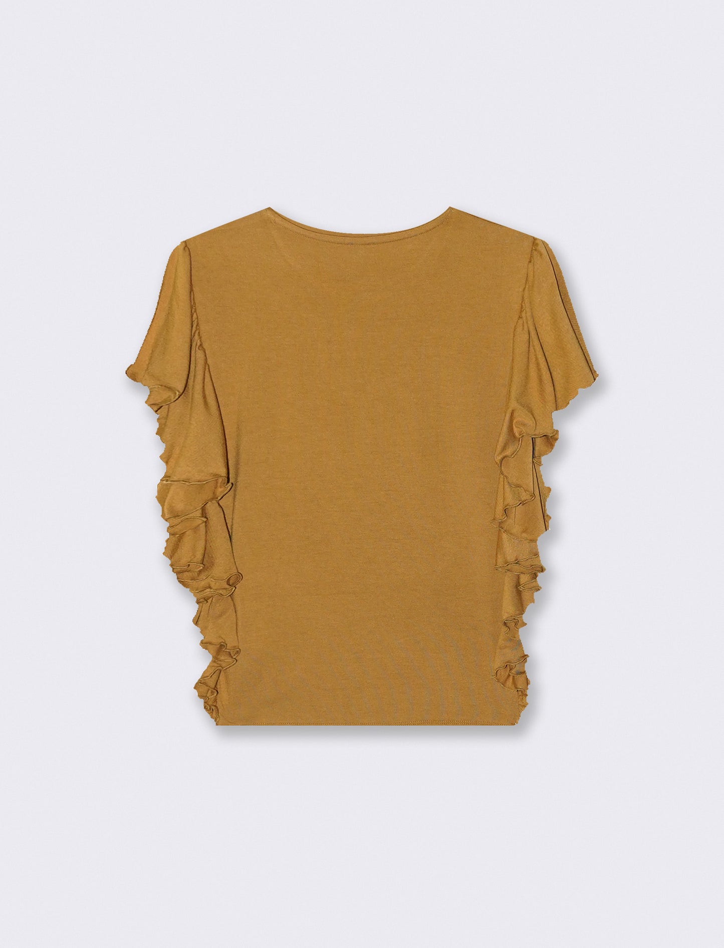 T-Shirt with Side Ruffles - Yellow
