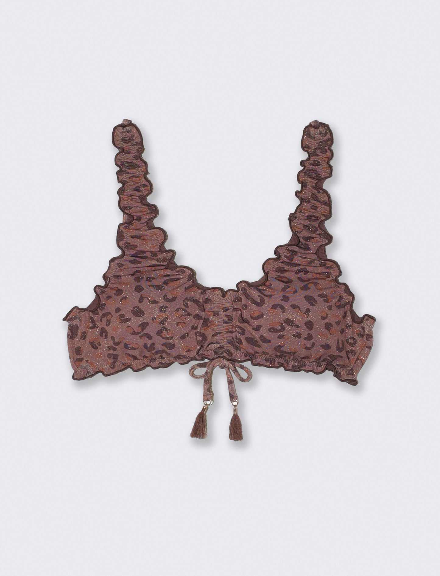 Brassiere mare lurex bordi arricciati - Marrone