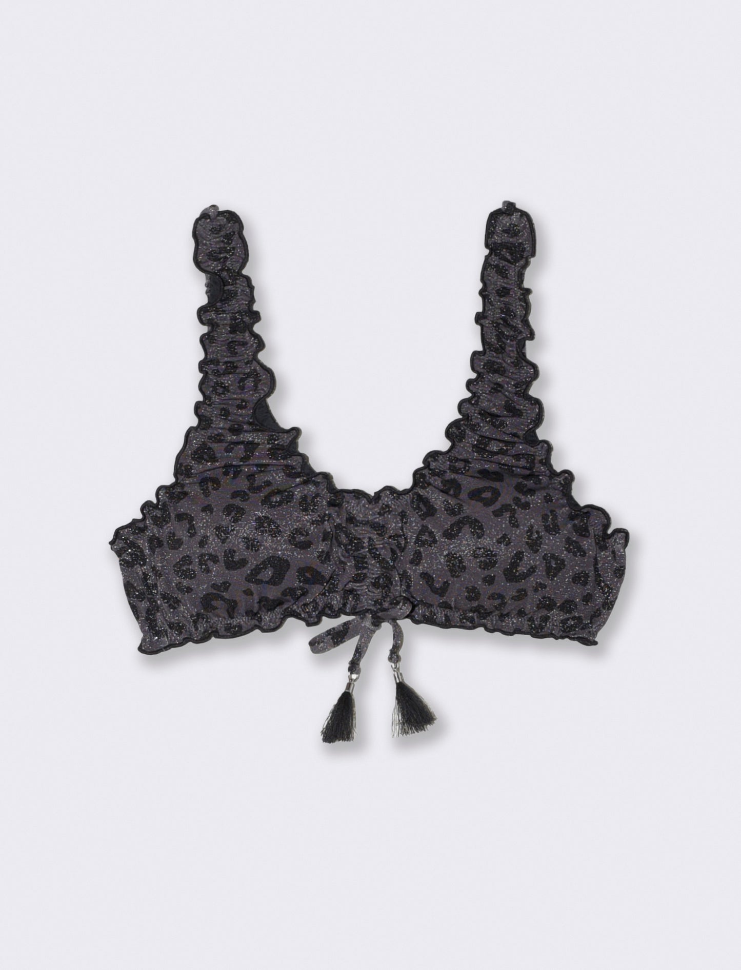 Brassiere mare lurex bordi arricciati - Nero