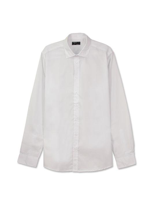 Easy Iron Cotton Blend French Collar Shirt - White