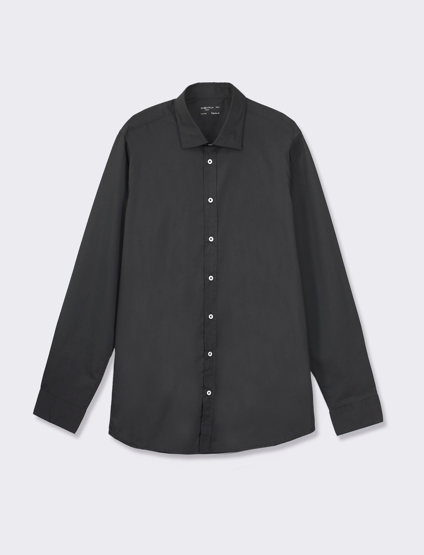 Easy Iron Cotton Blend French Collar Shirt - Black