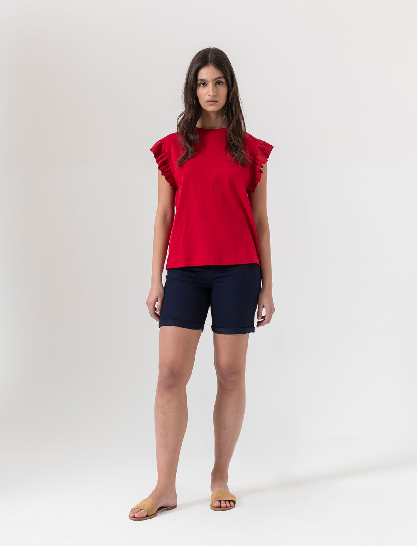Bermuda in denim da donna - Blu