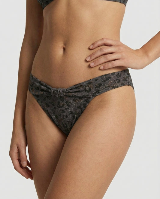 Slip mare con nodo in lurex - Nero