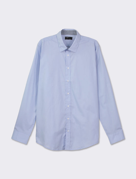 Easy Iron Regular Fit Cotton Blend Shirt - Sky blue