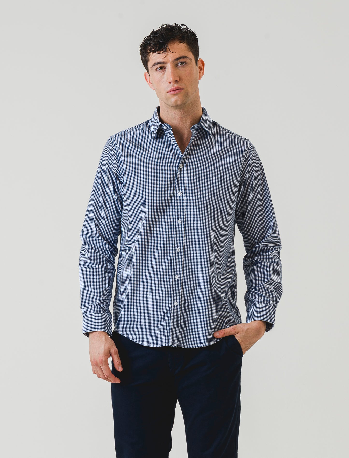 Easy Iron Regular Fit Cotton Blend Shirt - Blue