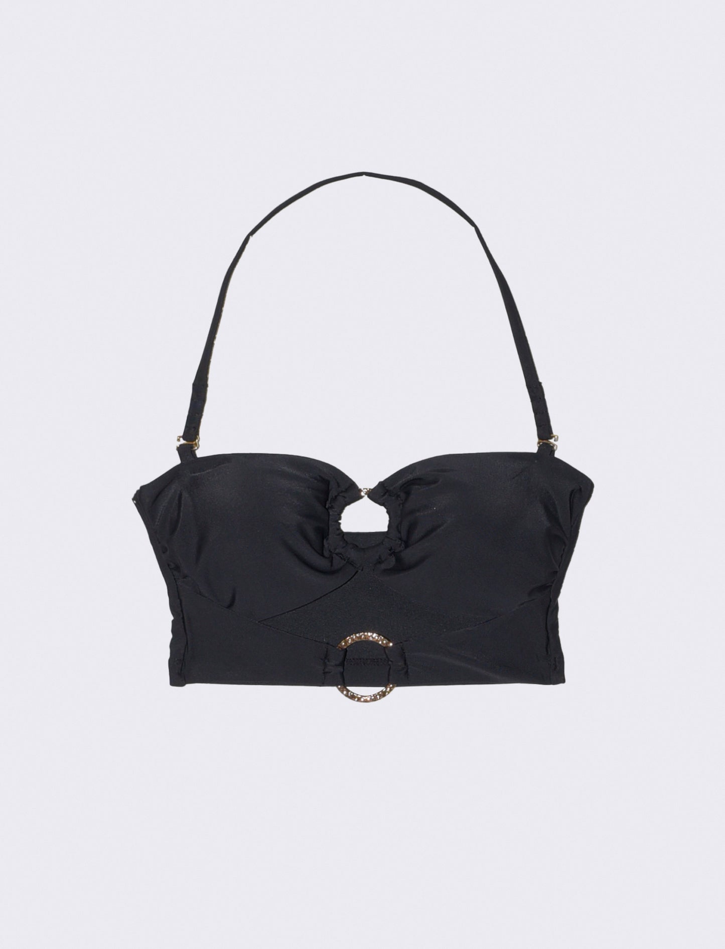 Top a fascia mare con anelli - Nero