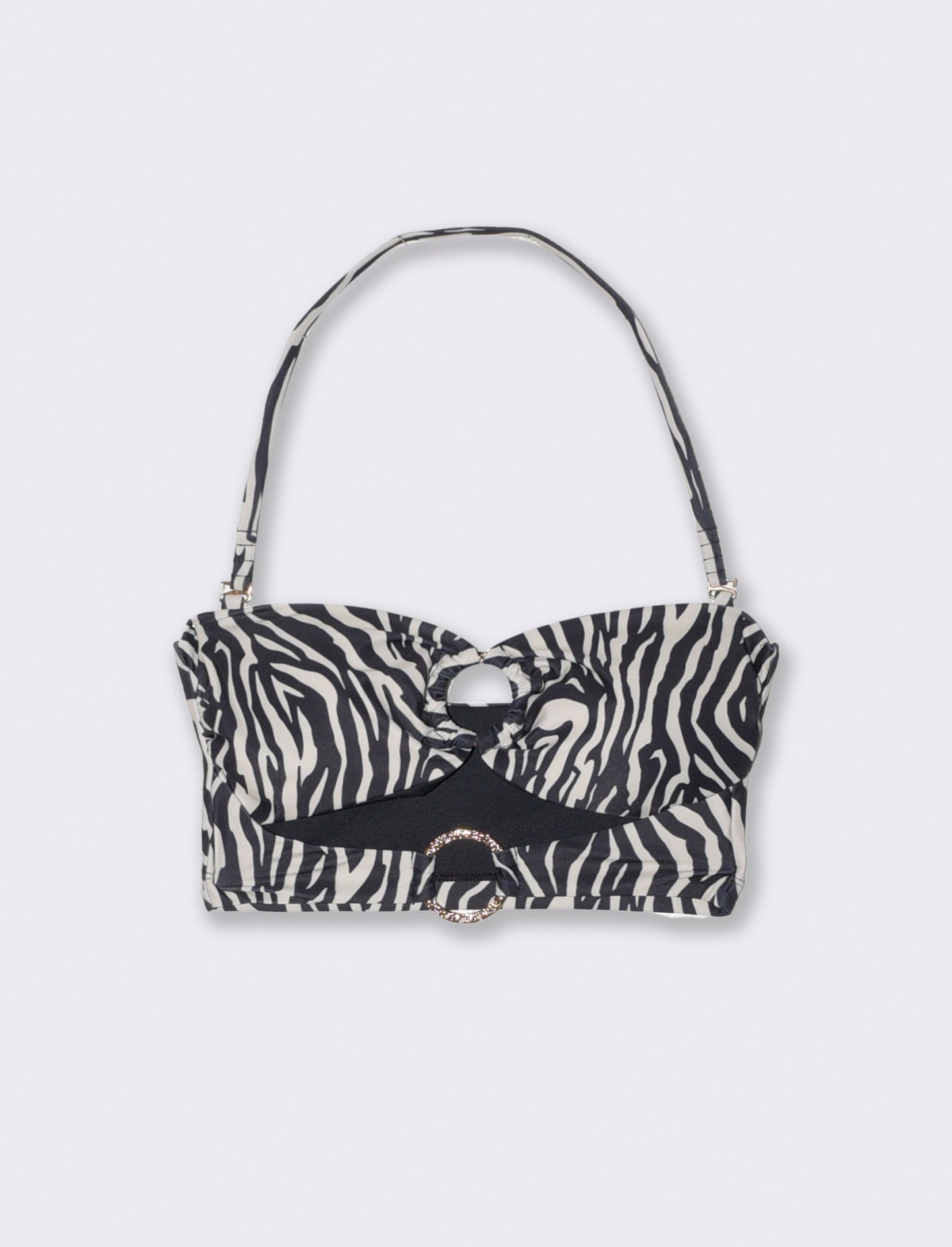 Top a fascia mare con anelli - Zebrato