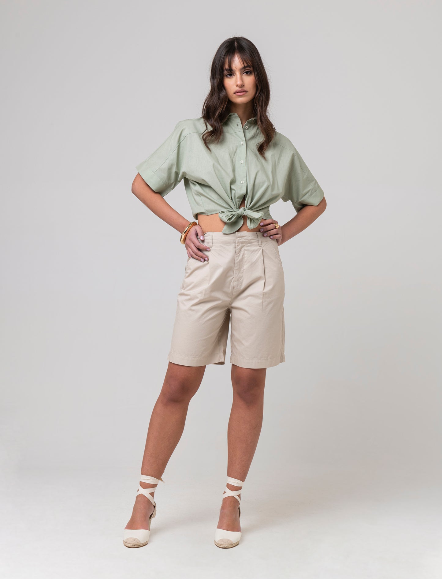 Bermuda basico da donna - Beige corda