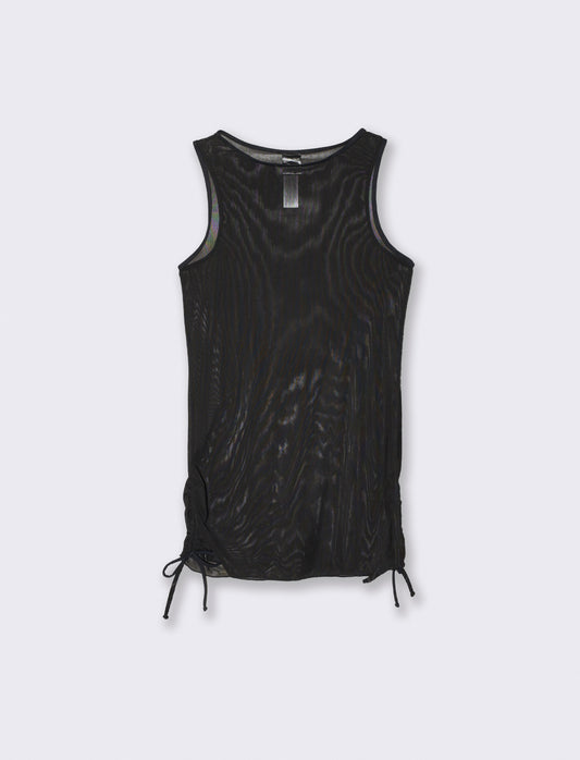 Abito copricostume in rete stampato con laccetti - Nero