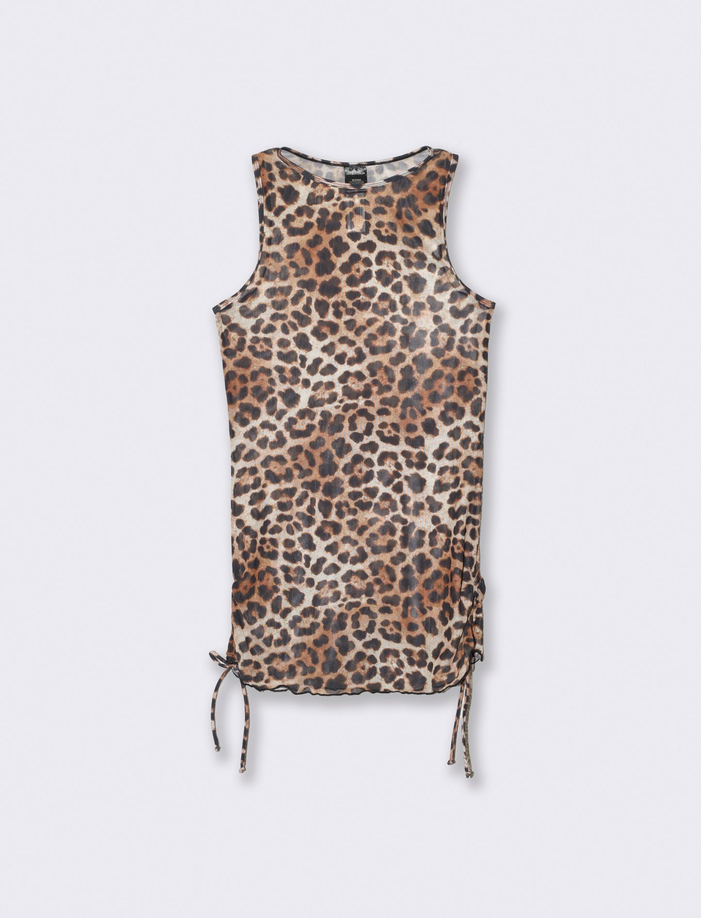 Abito copricostume in rete stampato con laccetti - Leopardato