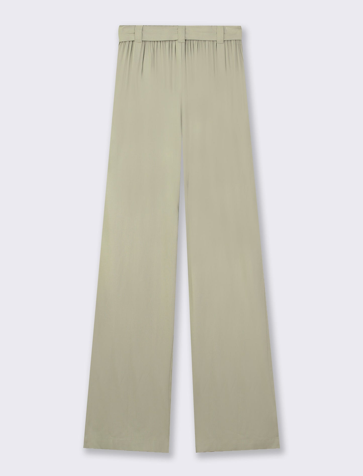 Pantalone in tessuto fluido con elastico in vita dietro e fusciacca in vita. - Verde salvia