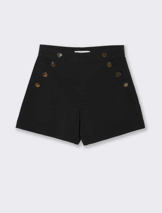 Short con bottoni da donna - Nero