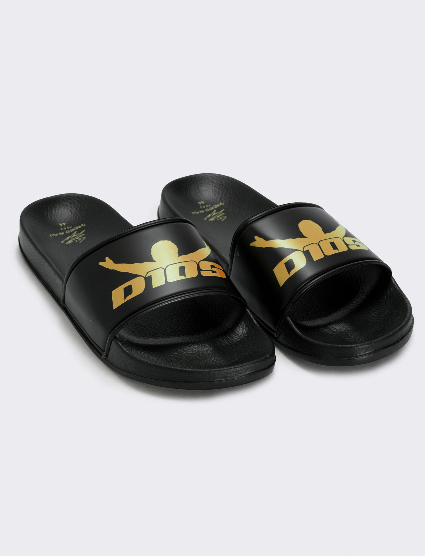 Black EVA Rubber Sandals with Dios Print - Black