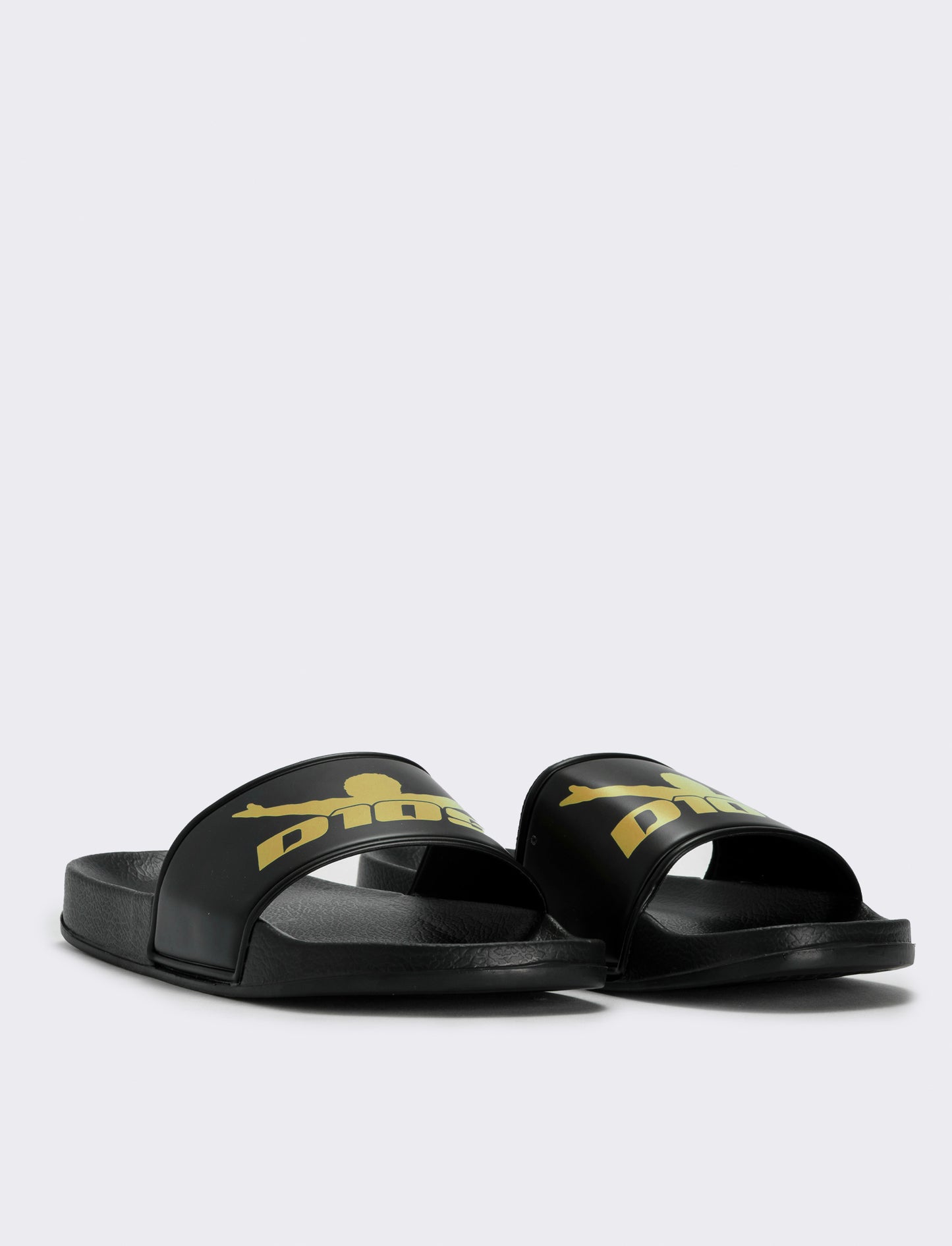 Black EVA Rubber Sandals with Dios Print - Black