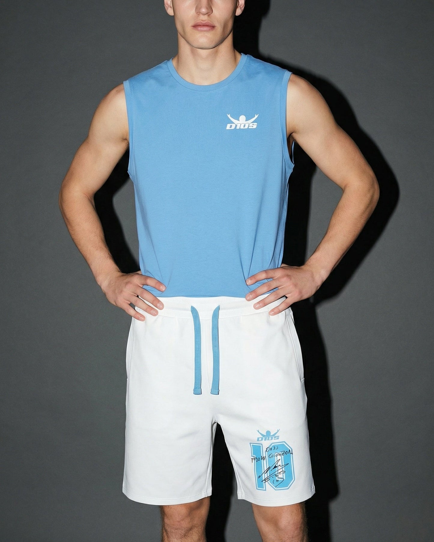 T-shirt senza maniche con stampa D10S - Bluette