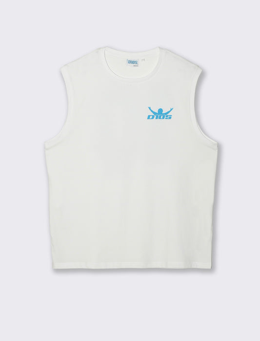 T-shirt senza maniche con stampa D10S - Bianco