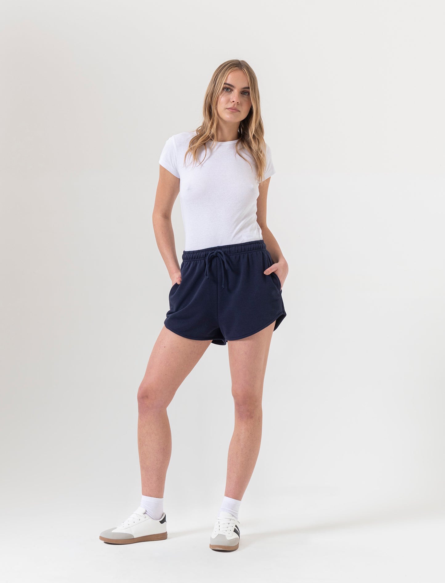 Short con coulisse da donna - Blu