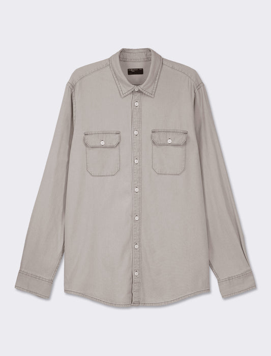 Vintage Denim Regular Fit Shirt - Grey