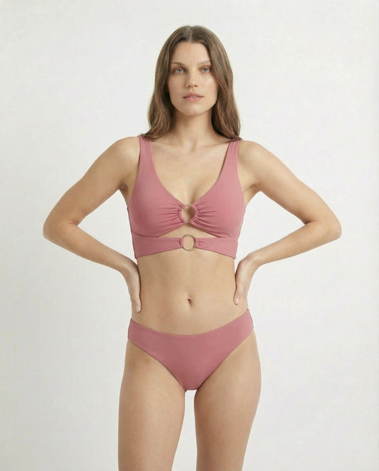 Reggiseno mare top con anelli per donne - Rosa