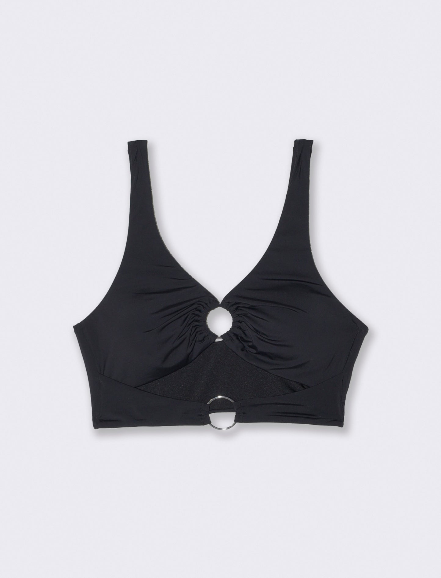Reggiseno mare top con anelli - Nero
