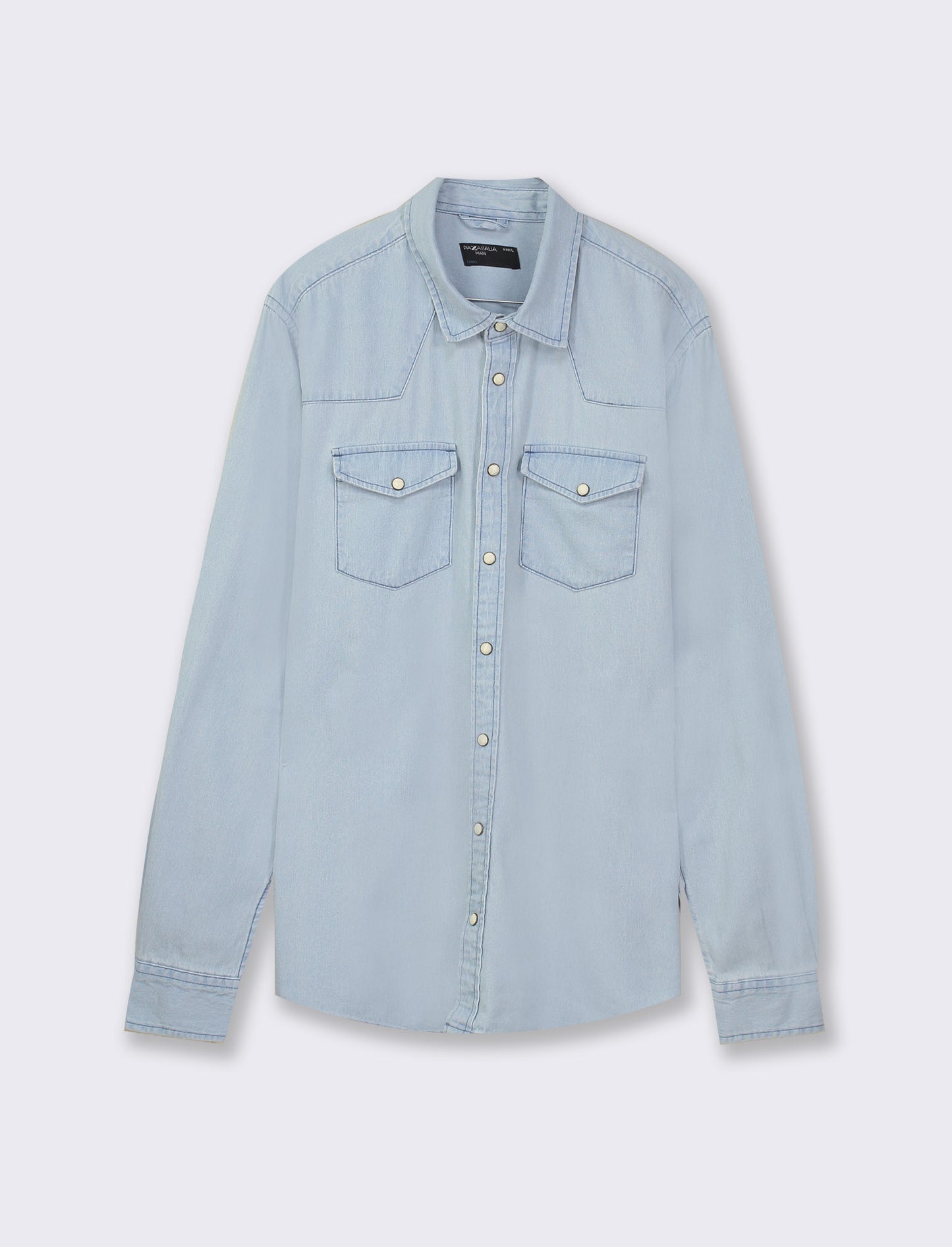 Regular Fit Denim Shirt with Reversed Collar - Blue