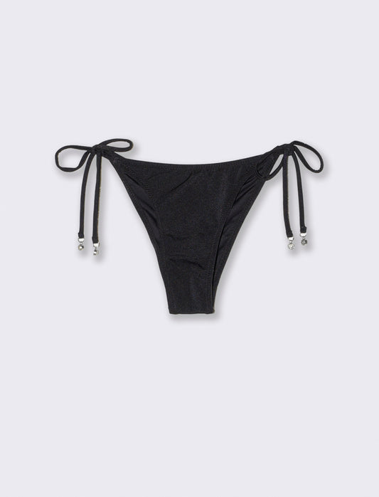 Slip con laccetti e strass eleganti - Nero