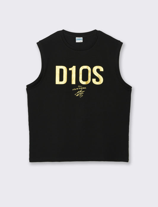 T-shirt senza maniche con stampa D10S - Nero
