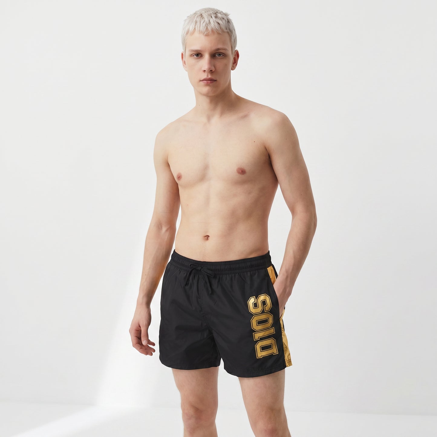 D10S swimwear with print and tie - Black