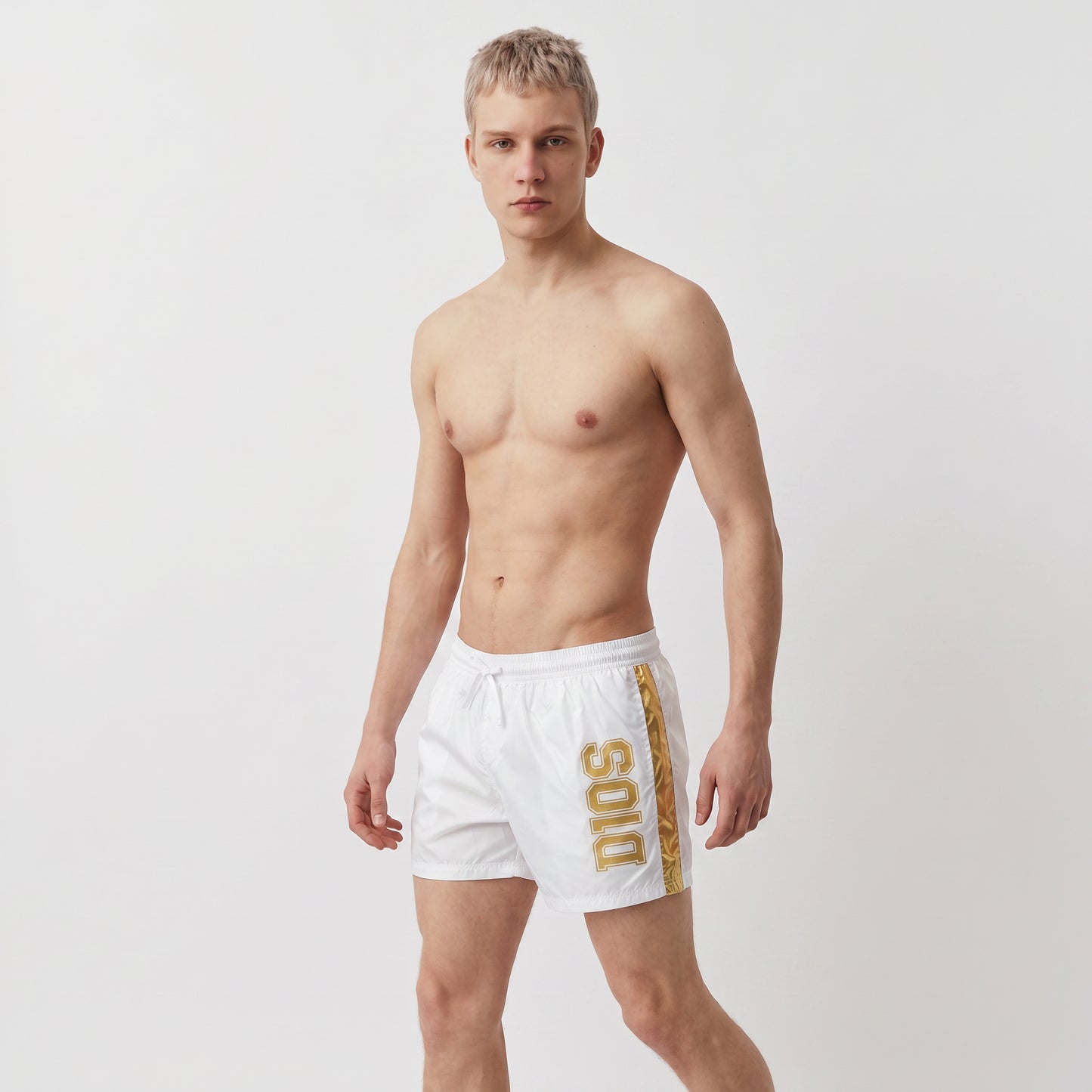 D10S swimwear with print and tie - White