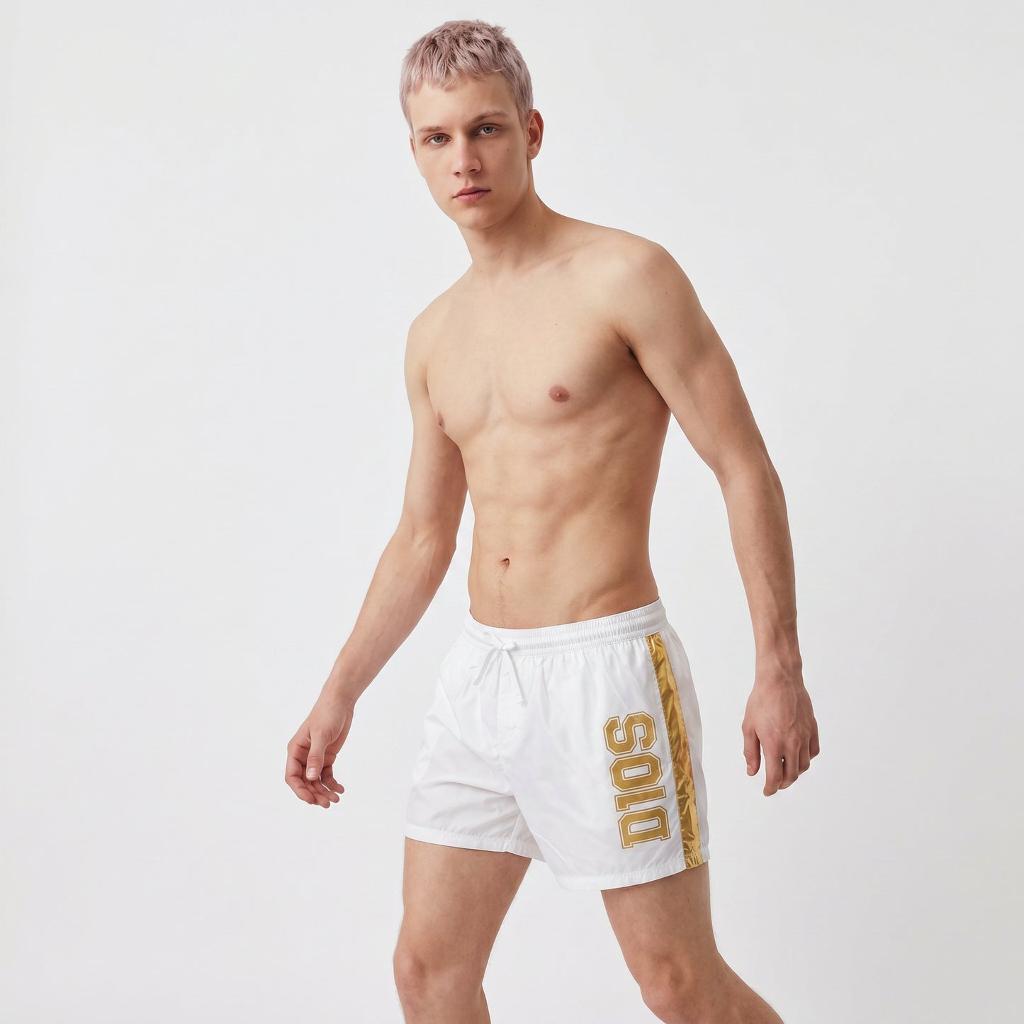 D10S swimwear with print and tie - White