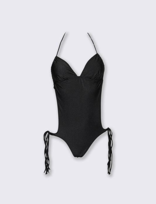 Costume intero con laccetti - Nero
