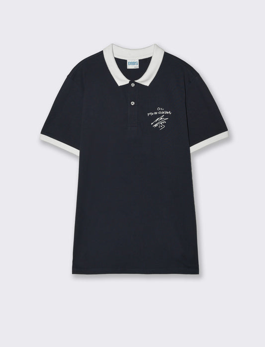 Polo in Jersey D10S con Stampa Unica - Blu