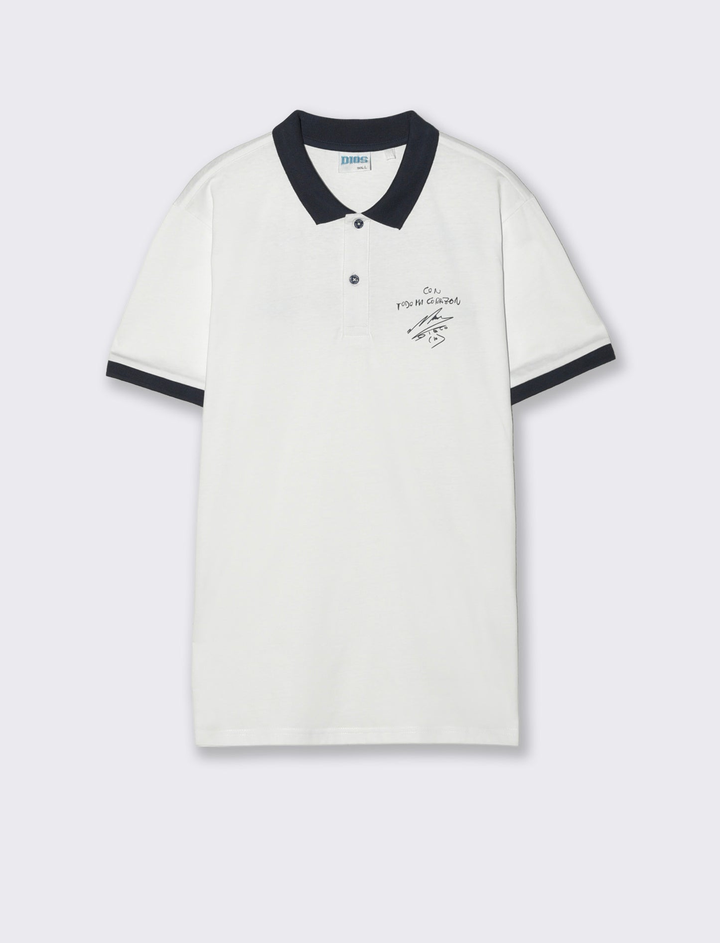 Polo in Jersey D10S con Stampa Unica - Bianco