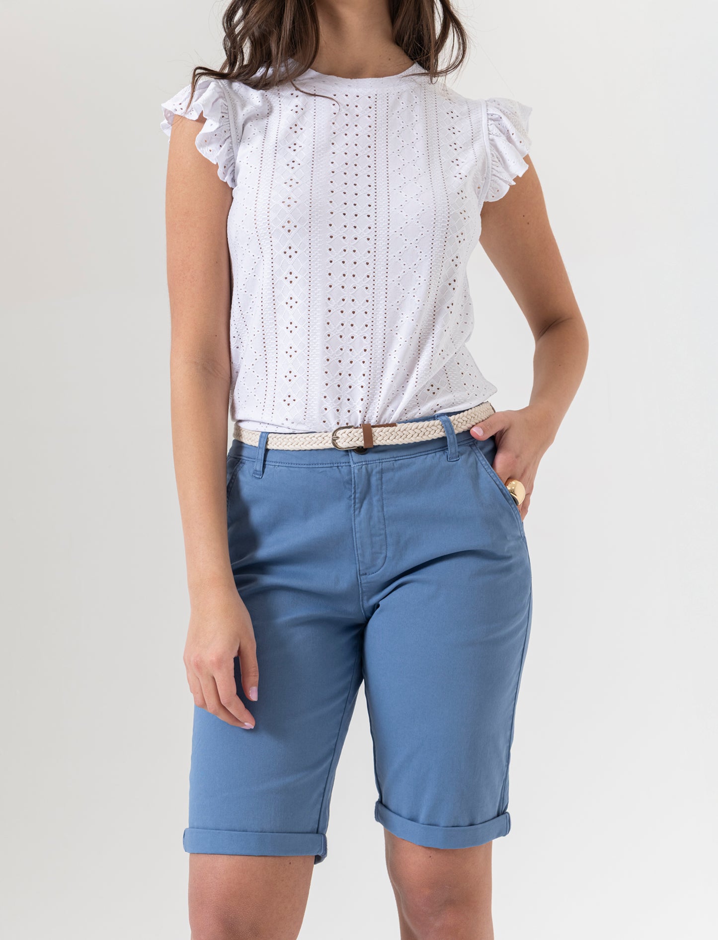 Bermuda con risvolti da donna - Denim