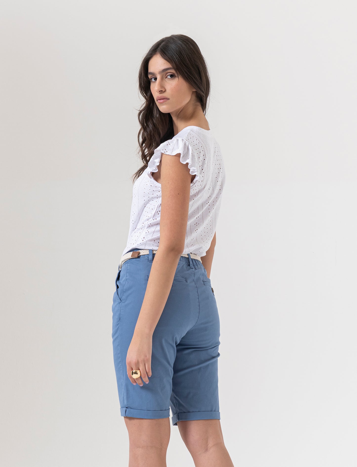 Bermuda con risvolti da donna - Denim