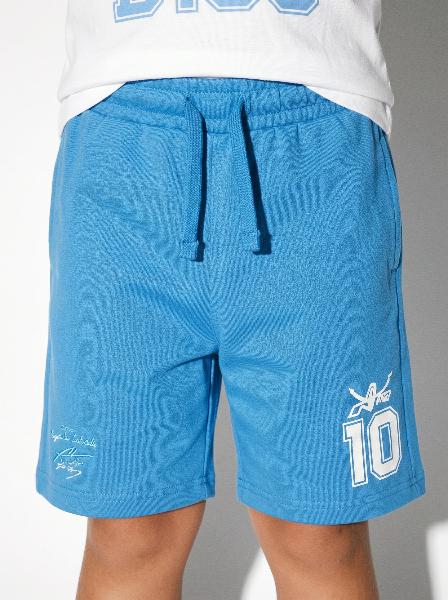 Bermuda in felpa D10S con coulisse - Azzurro