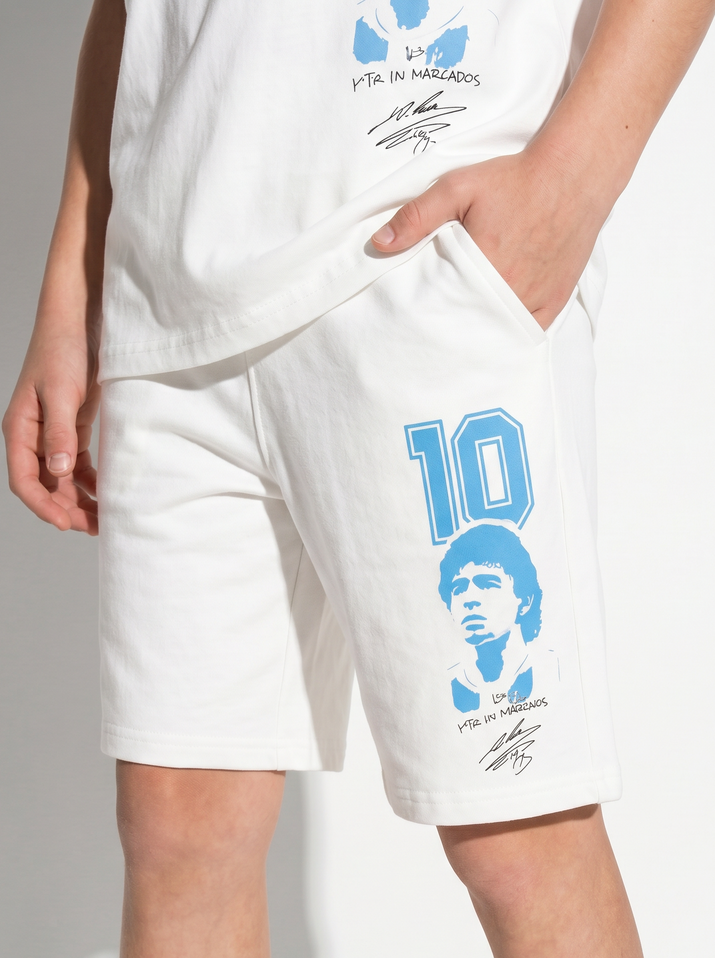 Bermuda in felpa D10S con coulisse - Bianco