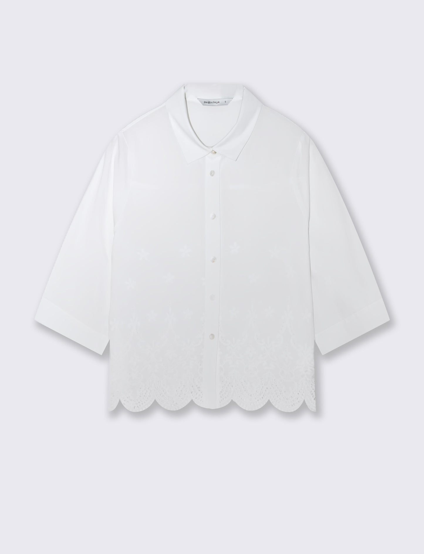 Three-Quarter Sleeve Cotton Shirt - White