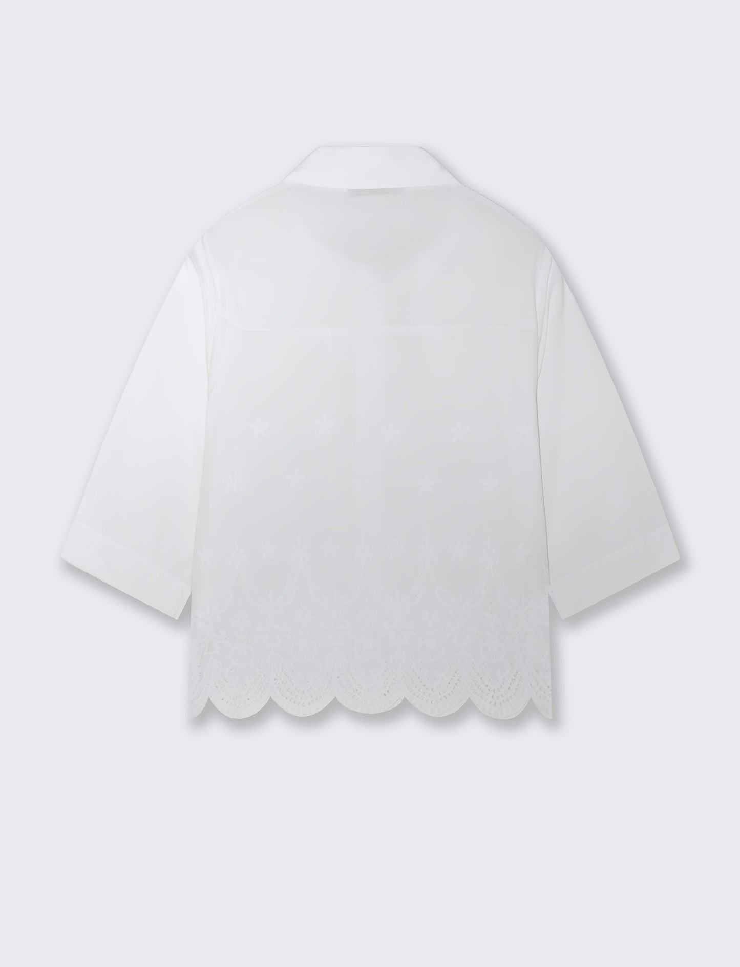 Three-Quarter Sleeve Cotton Shirt - White