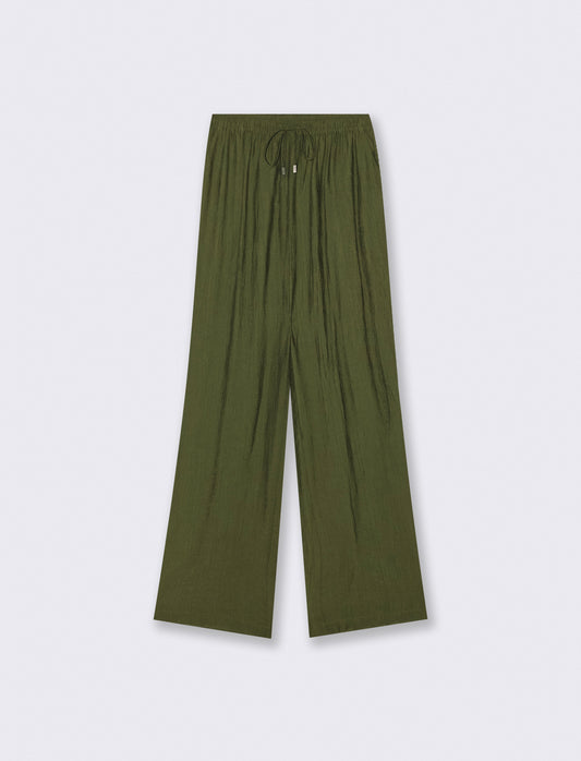 Pantalone Elastico Arricciato in Vita - Verde abete