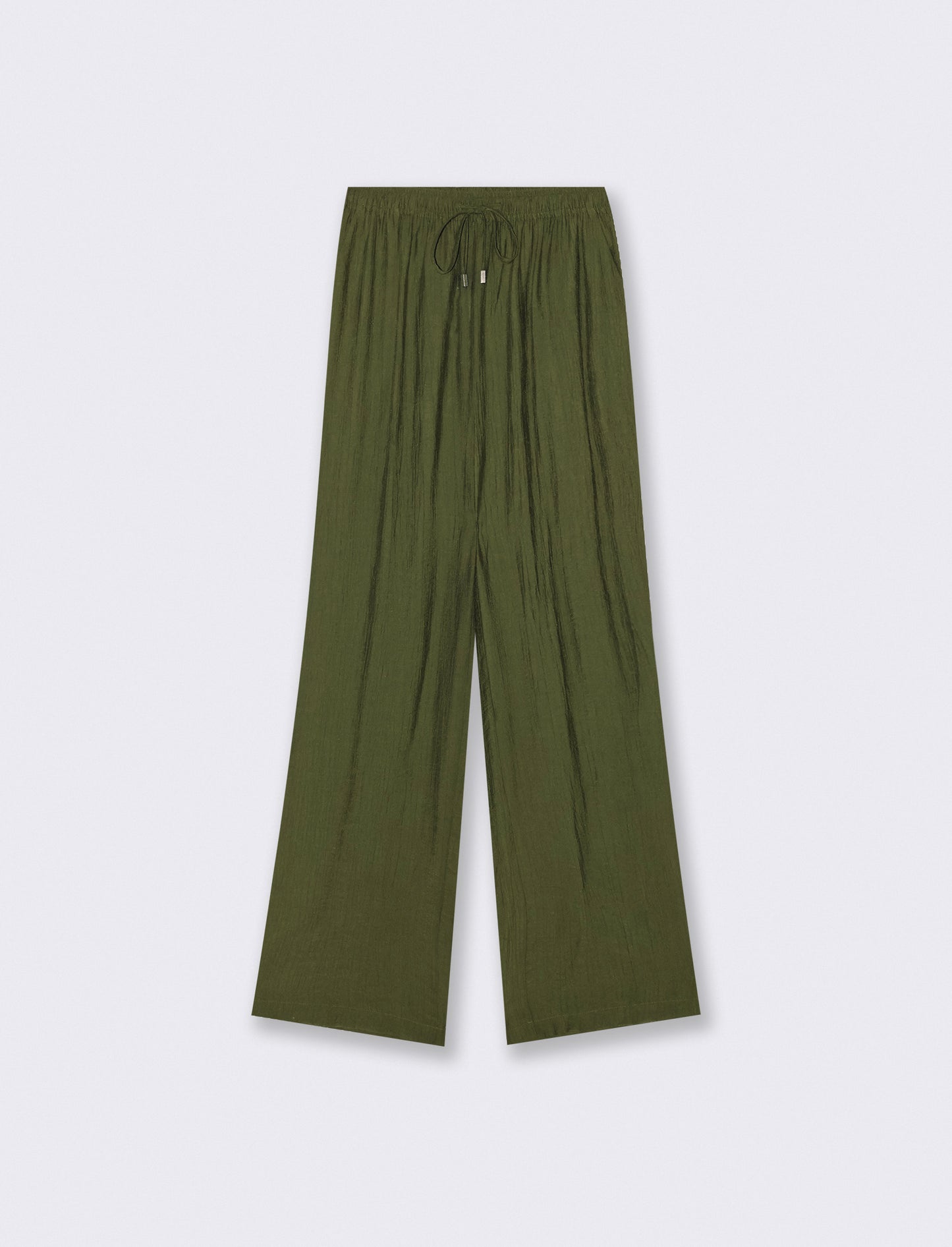 Elasticated Waist Ruched Pants - Green