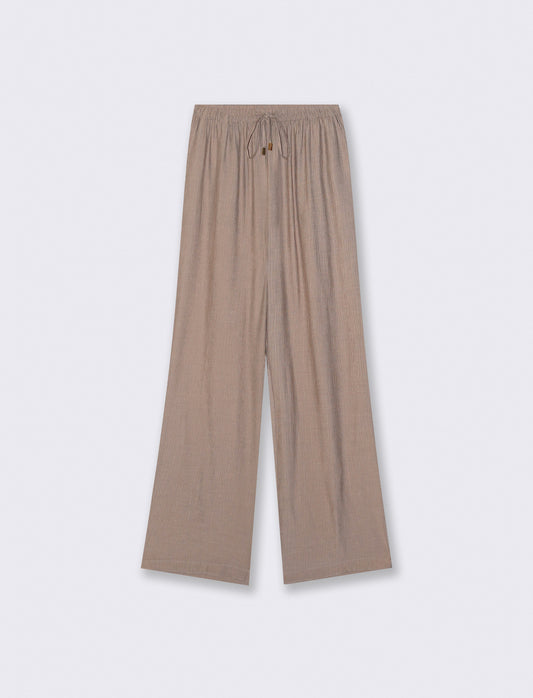 Pantalone Elastico Arricciato in Vita - Beige